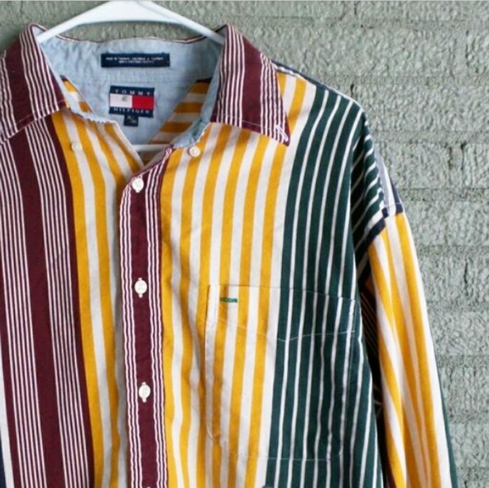 Vintage Tommy Hilfiger Striped Button Down Shirt r